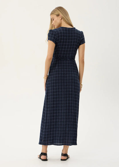 AFENDS Womens Felicity - Seersucker Maxi Dress - Thea Midnight Check