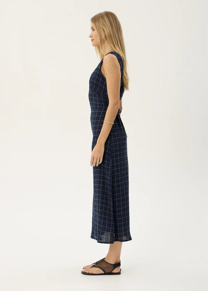 AFENDS Womens Tully - Seersucker Maxi Dress - Thea Midnight Check