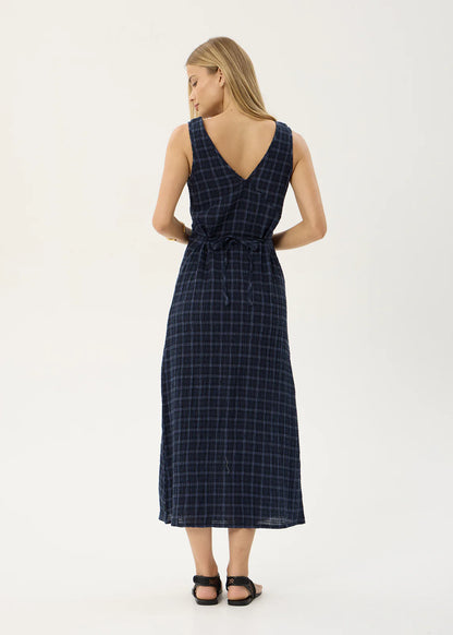 AFENDS Womens Tully - Seersucker Maxi Dress - Thea Midnight Check