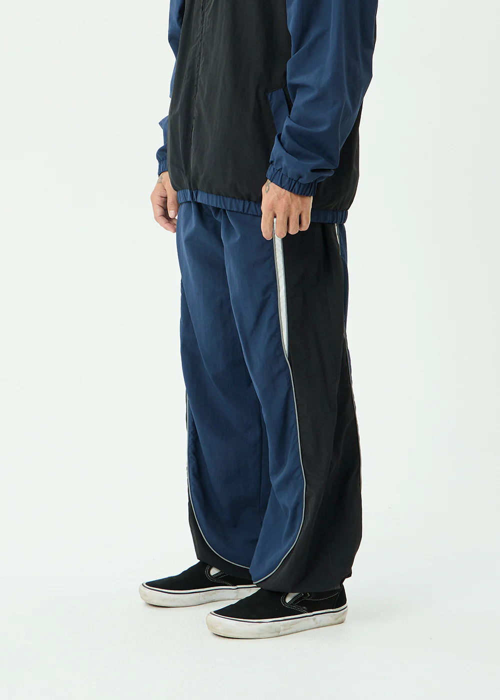 AFENDS Mens Sporting - Panelled Track Pant - Navy
