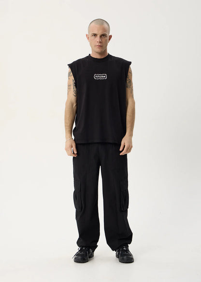 AFENDS Mens Spiritual - Heavyweight Sleeveless Tee - Stone Black