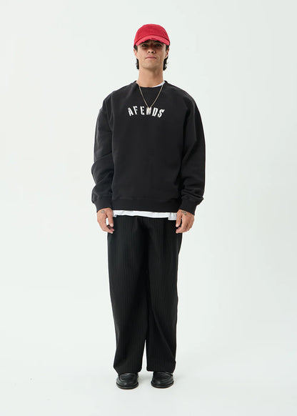 AFENDS Mens Contingent - Crew Neck - Stone Black