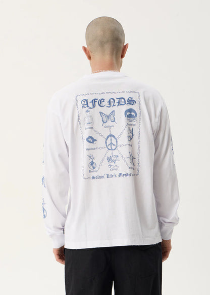 AFENDS Mens Spiritual - Boxy Long Sleeve Tee - White
