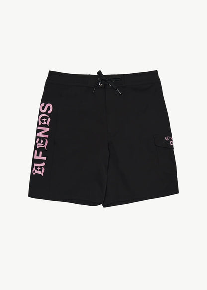 AFENDS Mens Mix Up - Surf Related V2 Boardshort 18" - Black
