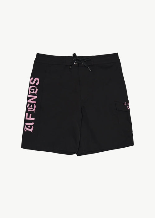 AFENDS Mens Mix Up - Surf Related V2 Boardshort 18" - Black