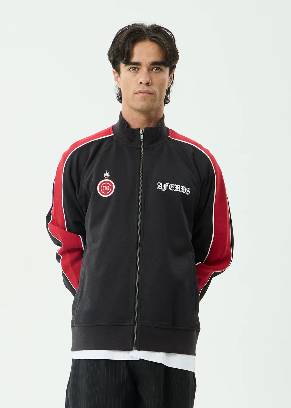AFENDS Mens Holloway - Zip Through Track Jacket - Black
