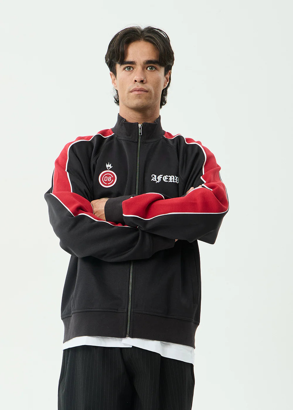 AFENDS Mens Holloway - Zip Through Track Jacket - Black