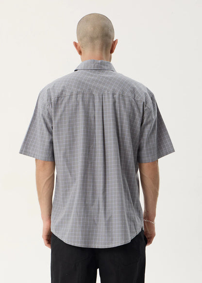 AFENDS Mens Proposal - Short Sleeve Shirt - Slate Blue Check