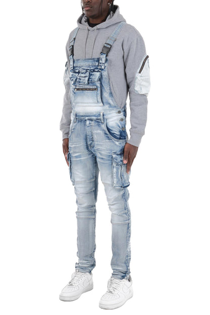 Men's Side Button Opening Cargo Pockets Overalls