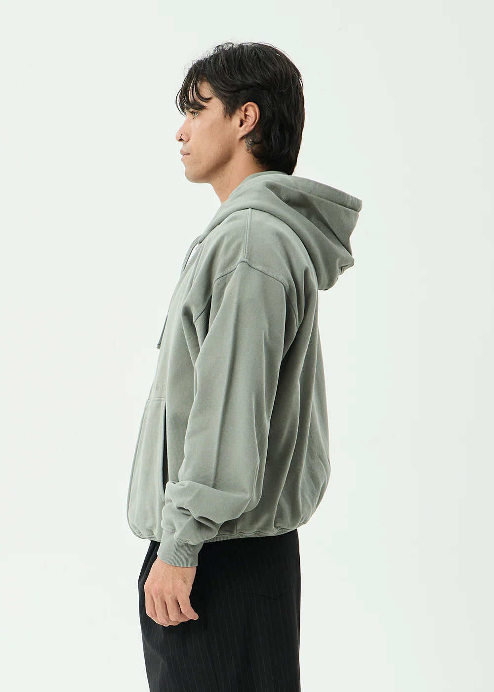 AFENDS Mens Genesis - Boxy Zip Hood - Washed Sycamore