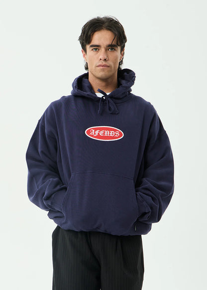 AFENDS Mens Supply - Pull On Hood - Washed Deep Sea