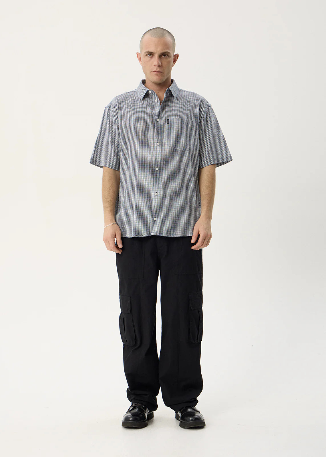 AFENDS Mens Independent - Short Sleeve Shirt - Navy Check
