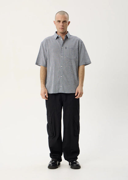 AFENDS Mens Independent - Short Sleeve Shirt - Navy Check
