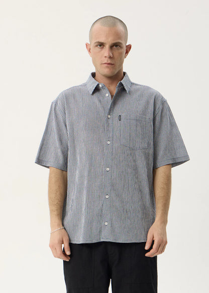 AFENDS Mens Independent - Short Sleeve Shirt - Navy Check