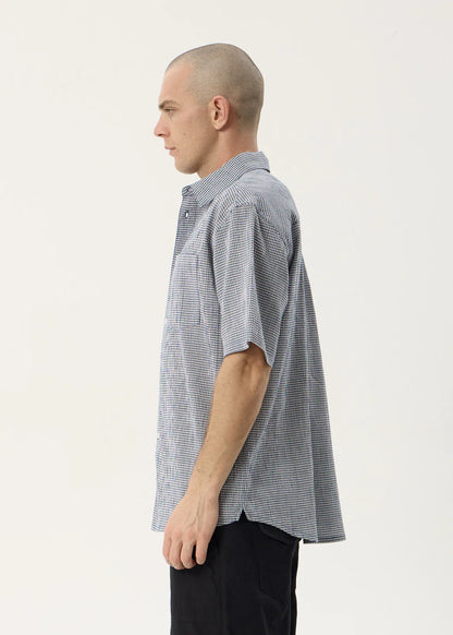 AFENDS Mens Independent - Short Sleeve Shirt - Navy Check