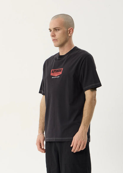 AFENDS Mens Trophy - Retro Tee - Stone Black