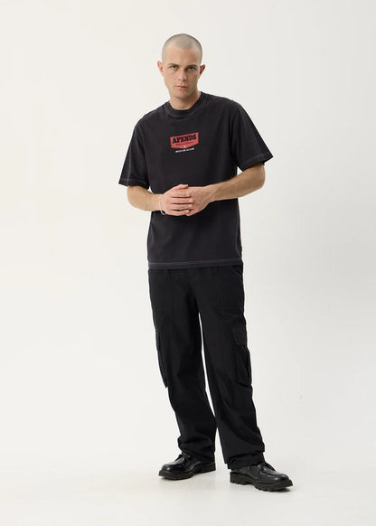 AFENDS Mens Trophy - Retro Tee - Stone Black