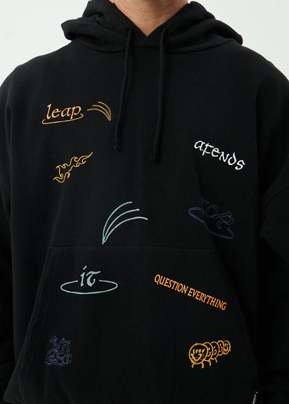 AFENDS Mens Leap - Boxy Pull On Hood - Black