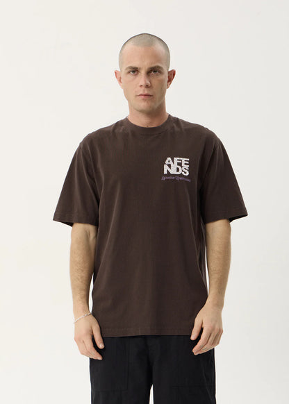 AFENDS Mens Funnel - Retro Tee - Washed Coffee
