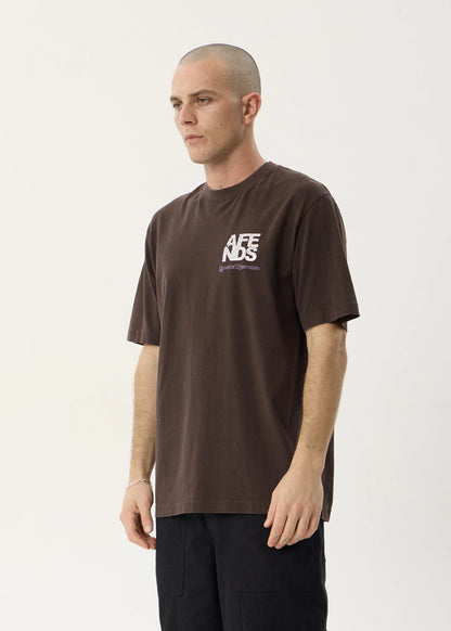 AFENDS Mens Funnel - Retro Tee - Washed Coffee