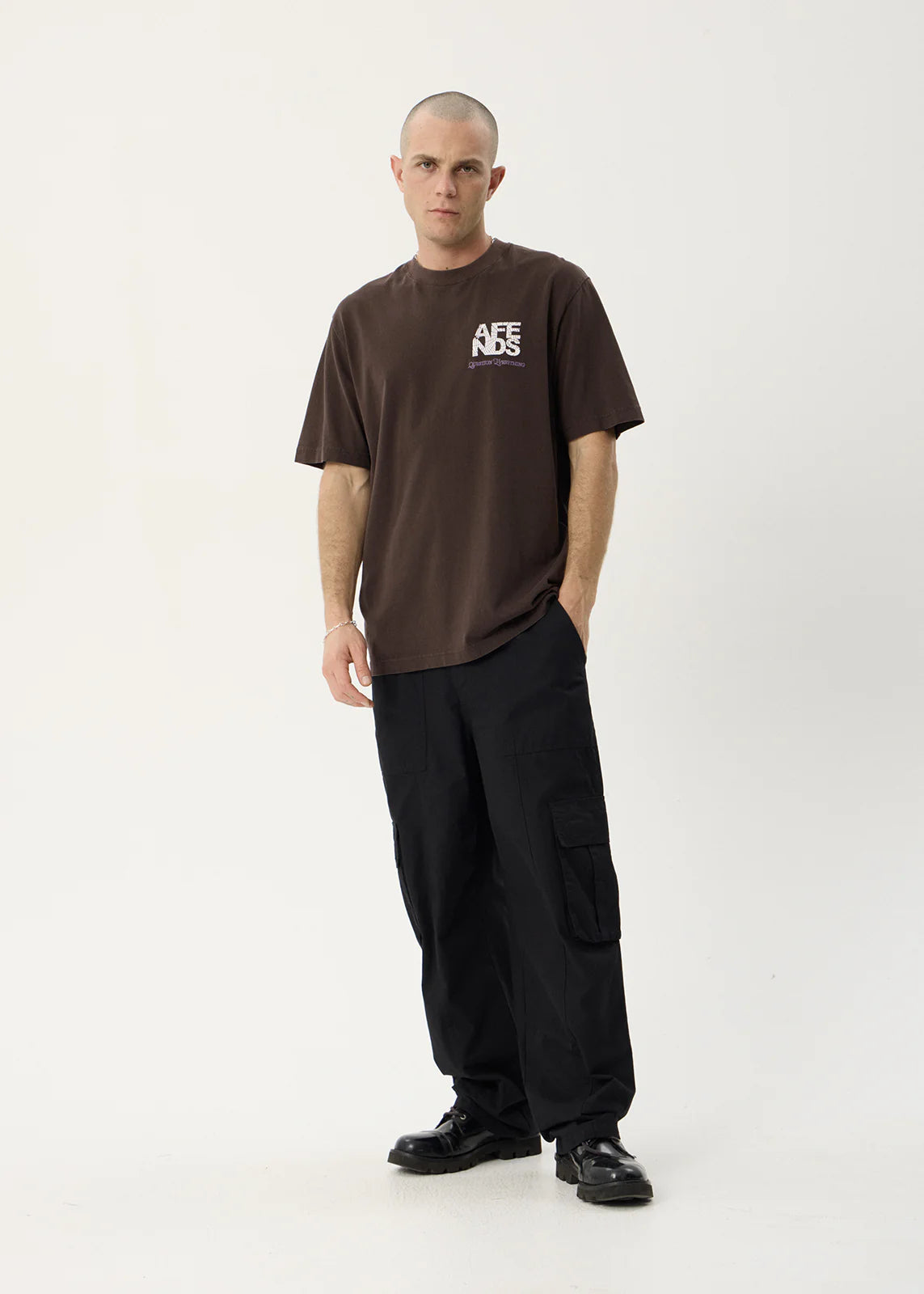 AFENDS Mens Funnel - Retro Tee - Washed Coffee