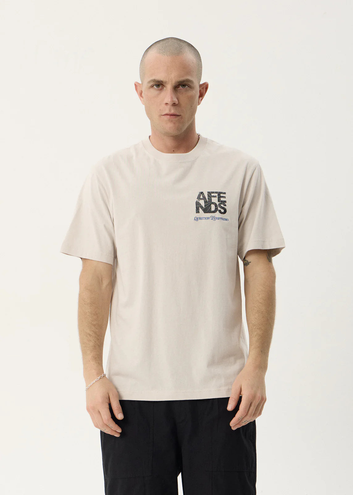 AFENDS Mens Funnel - Retro Tee - Moonbeam
