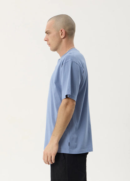 AFENDS Mens Horoscope - Boxy Tee - Washed Slate Blue