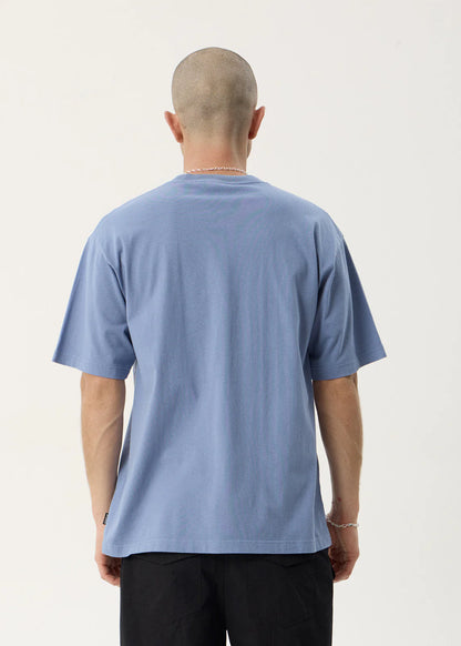 AFENDS Mens Horoscope - Boxy Tee - Washed Slate Blue