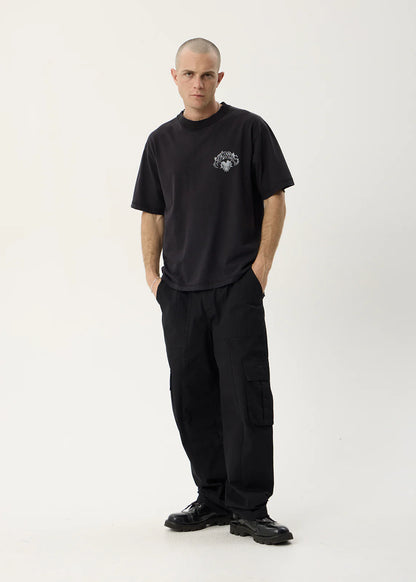 AFENDS Mens Scorpius - Heavyweight Boxy Tee - Stone Black