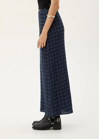 AFENDS Womens Lita - Seersucker Maxi Skirt - Thea Midnight Check