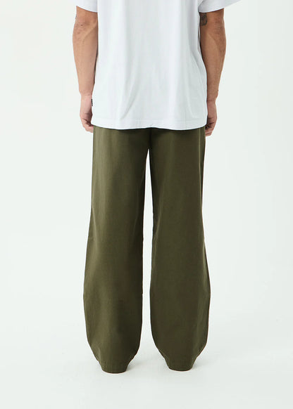 AFENDS Mens Glider - Pleated Pant - Military