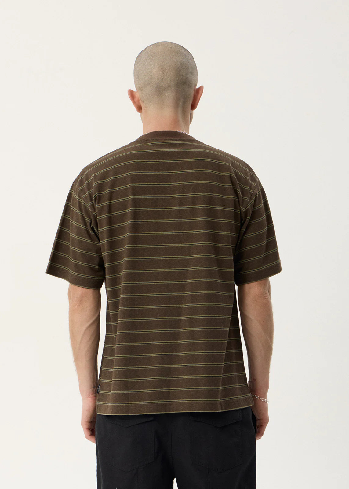 AFENDS Mens Eureka - Boxy Tee - Coffee Stripe