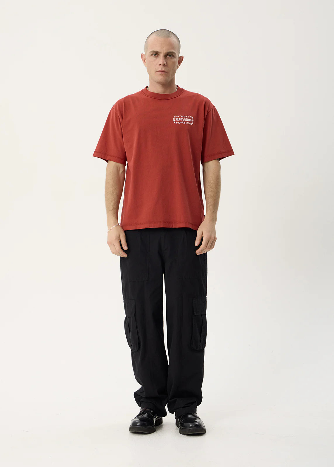 AFENDS Mens Spiritual - Heavyweight Boxy Tee - Vintage Ketchup
