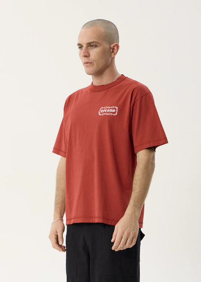 AFENDS Mens Spiritual - Heavyweight Boxy Tee - Vintage Ketchup