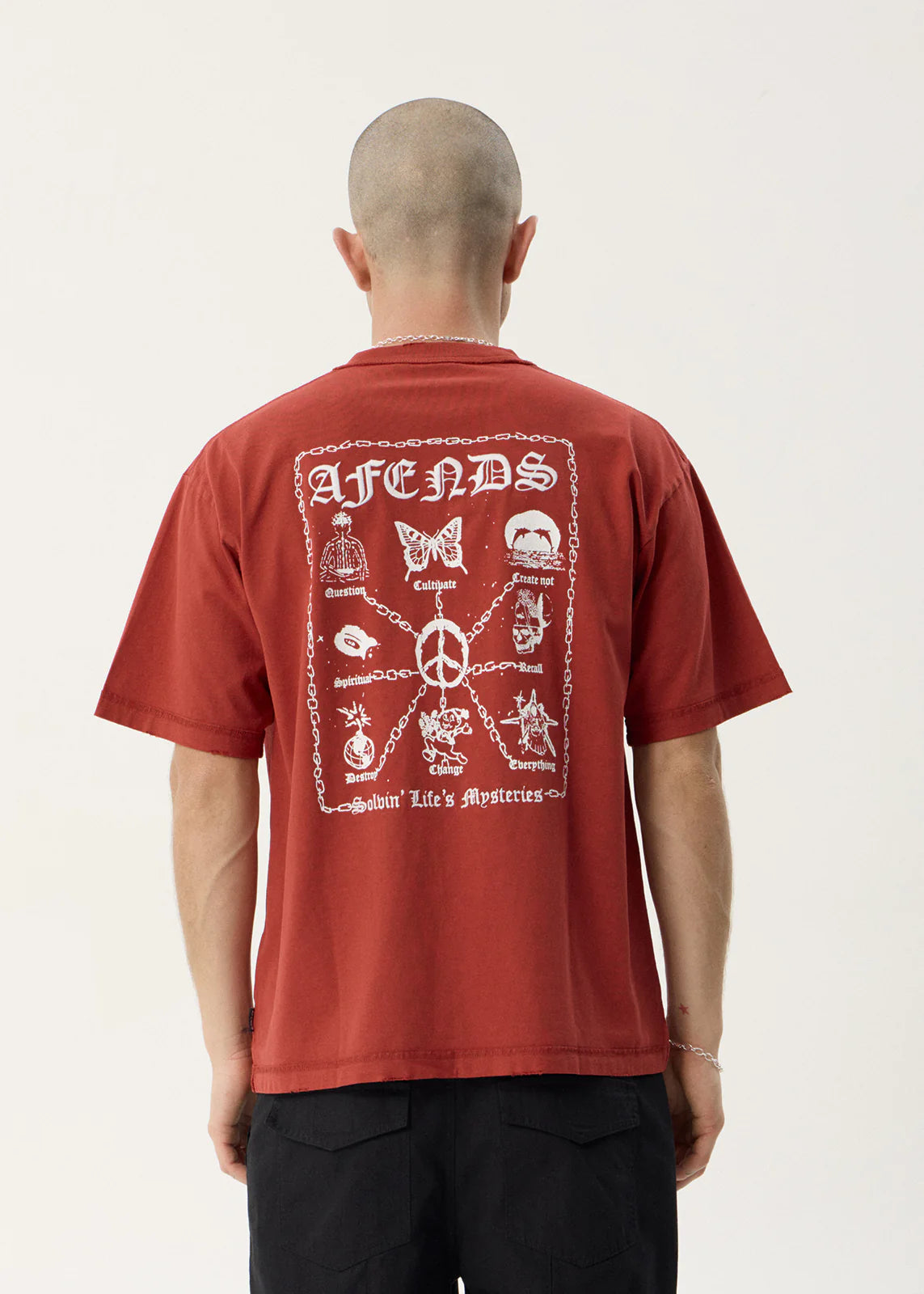 AFENDS Mens Spiritual - Heavyweight Boxy Tee - Vintage Ketchup