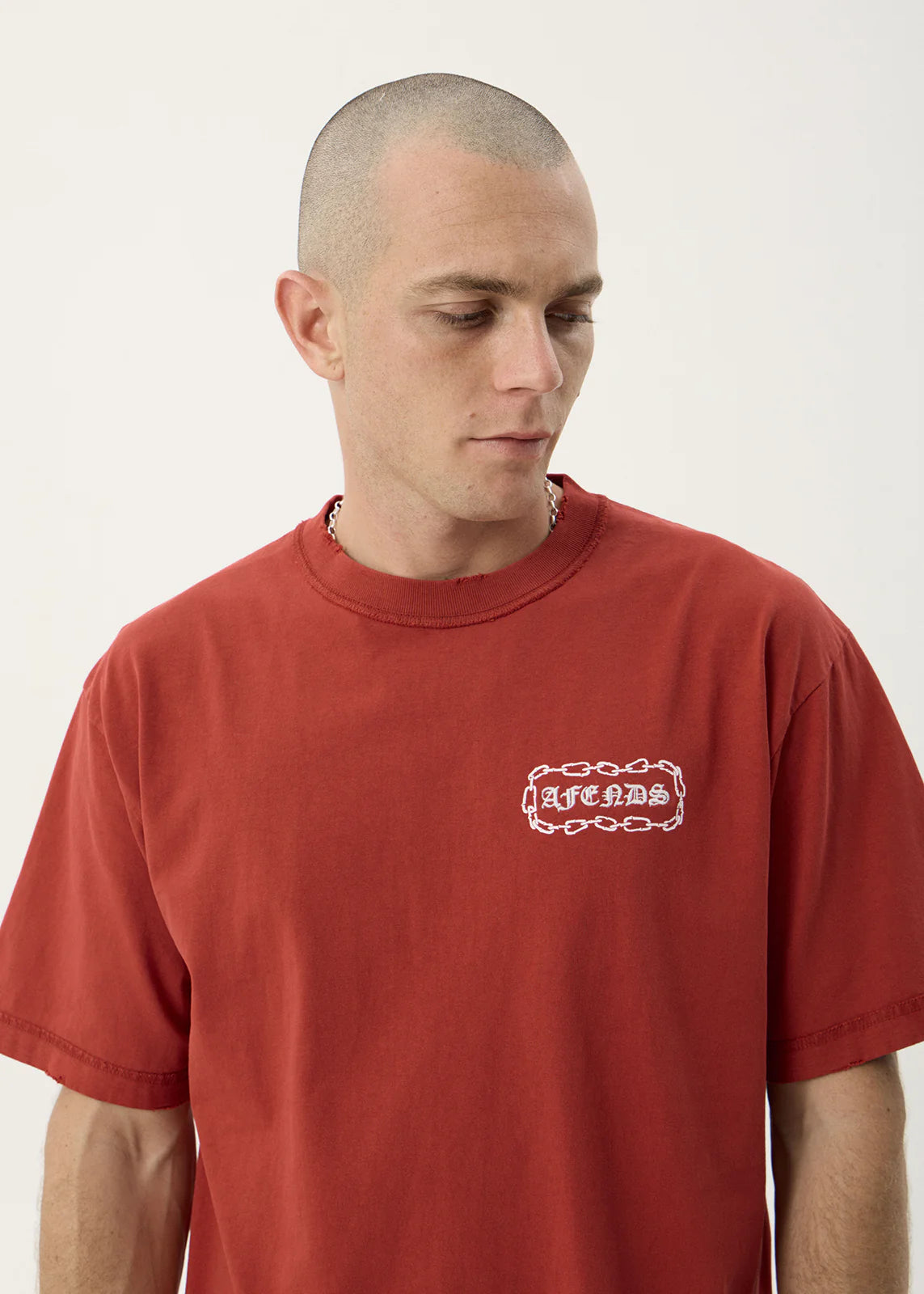 AFENDS Mens Spiritual - Heavyweight Boxy Tee - Vintage Ketchup