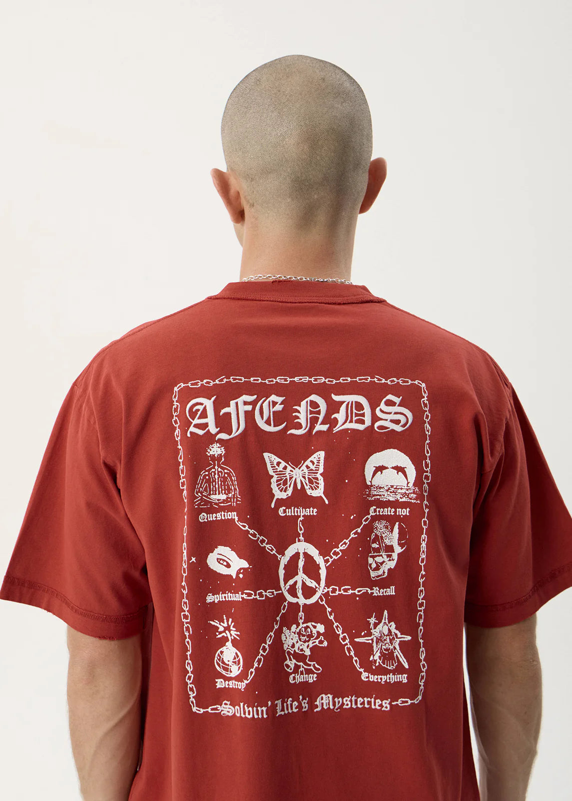 AFENDS Mens Spiritual - Heavyweight Boxy Tee - Vintage Ketchup