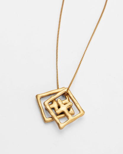 18K AGED BOX CROSS NECKLACE