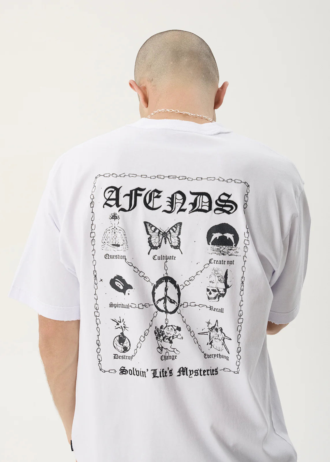 AFENDS Mens Spiritual - Heavyweight Boxy Tee - White