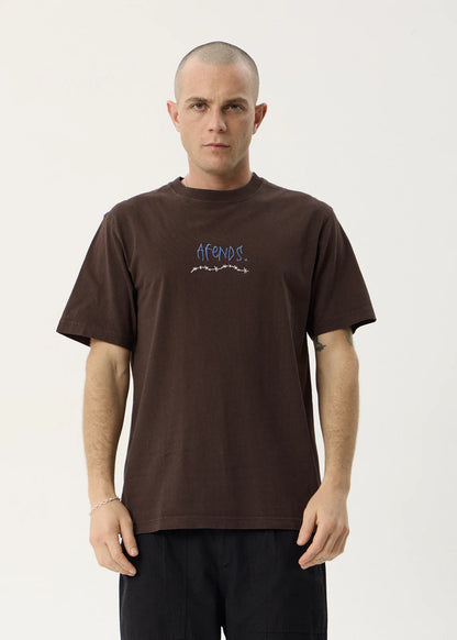 AFENDS Mens Activities - Retro Tee - Washed Coffee