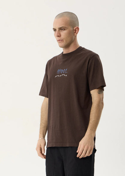 AFENDS Mens Activities - Retro Tee - Washed Coffee