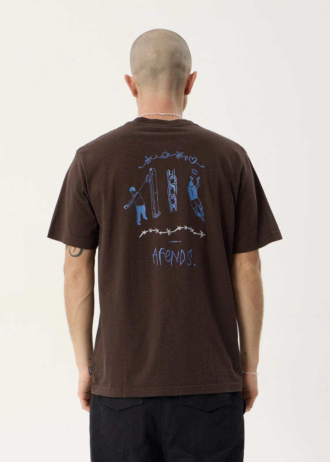 AFENDS Mens Activities - Retro Tee - Washed Coffee