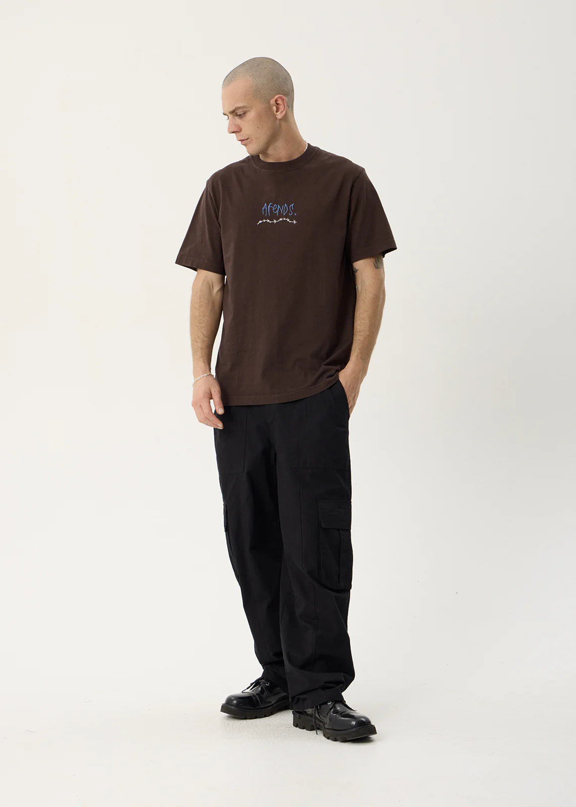 AFENDS Mens Activities - Retro Tee - Washed Coffee