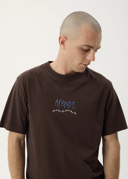 AFENDS Mens Activities - Retro Tee - Washed Coffee