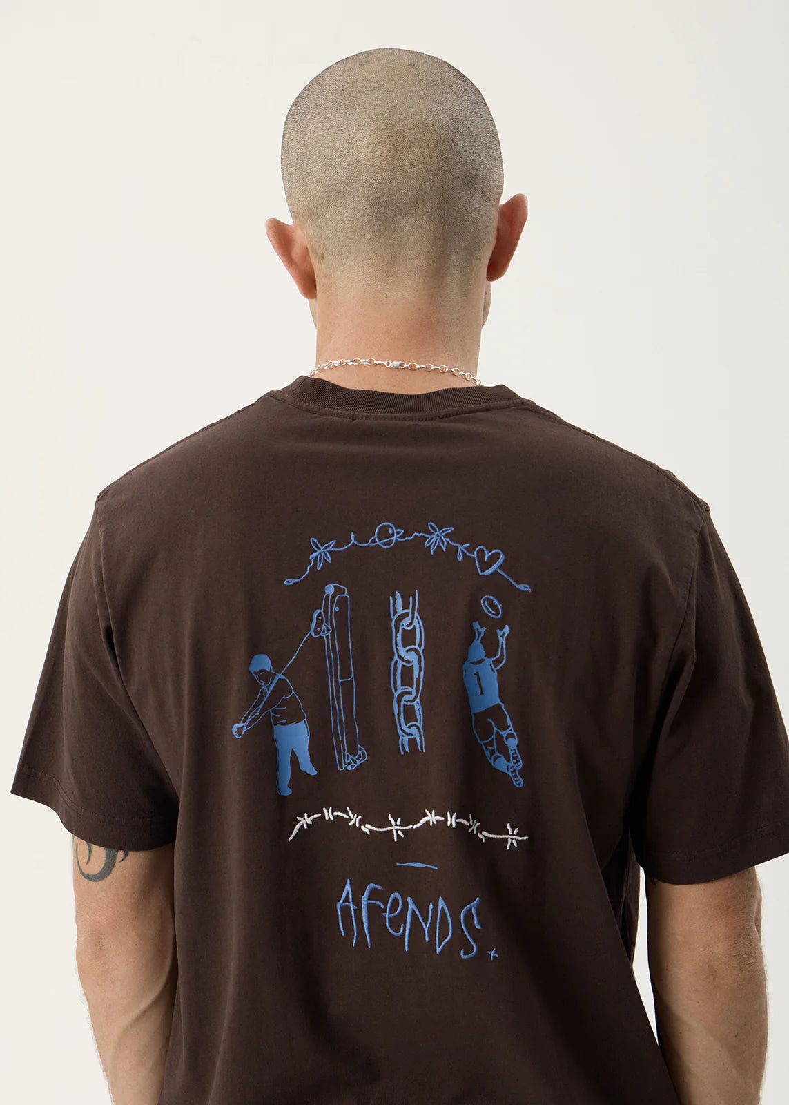 AFENDS Mens Activities - Retro Tee - Washed Coffee