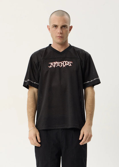 AFENDS Mens Nationals - Mesh Jersey Boxy Tee - Black
