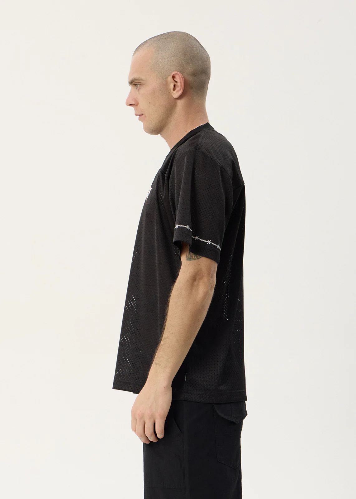 AFENDS Mens Nationals - Mesh Jersey Boxy Tee - Black