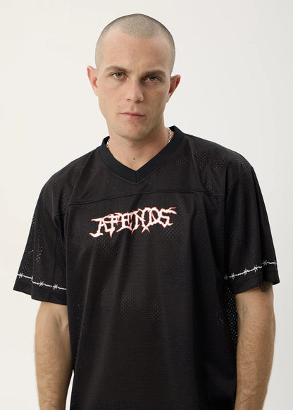 AFENDS Mens Nationals - Mesh Jersey Boxy Tee - Black