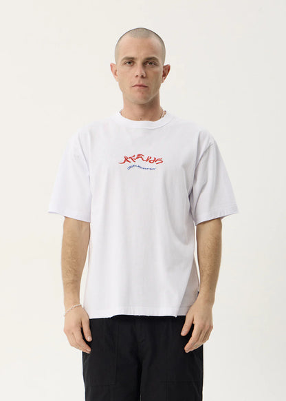 AFENDS Mens Consider - Heavyweight Boxy Tee - White