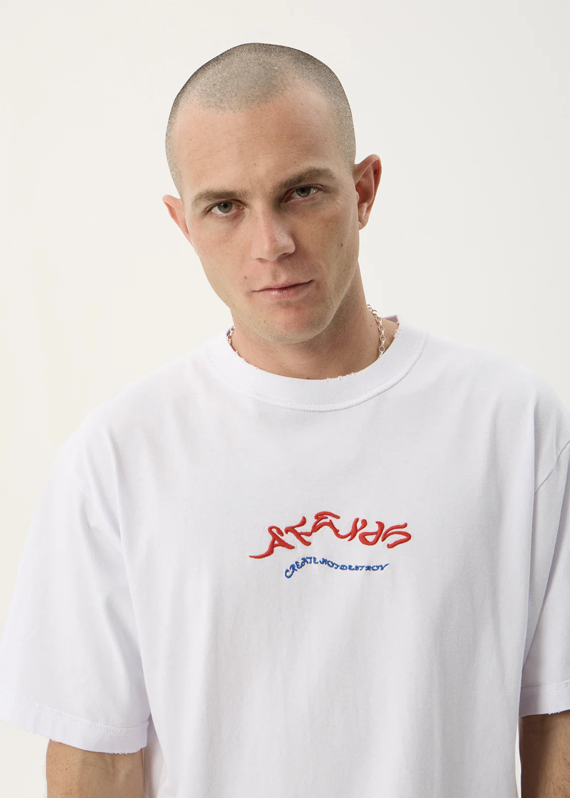 AFENDS Mens Consider - Heavyweight Boxy Tee - White